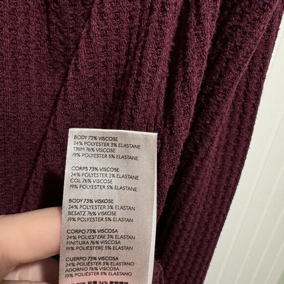 Free People North Shore Thermal Top Purple Fig Sorbet Oversized Cozy Size Small - Picture 7 of 8